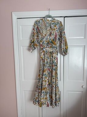 boden laurie linen dress Boden Laurie Linen Dress in Ivory Paisley Size 8P Petite